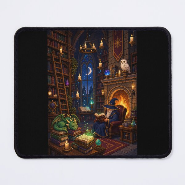 Item preview, Moonlit Wizard Library with a Sleeping Dragon designed and sold by Sketchlegacy.