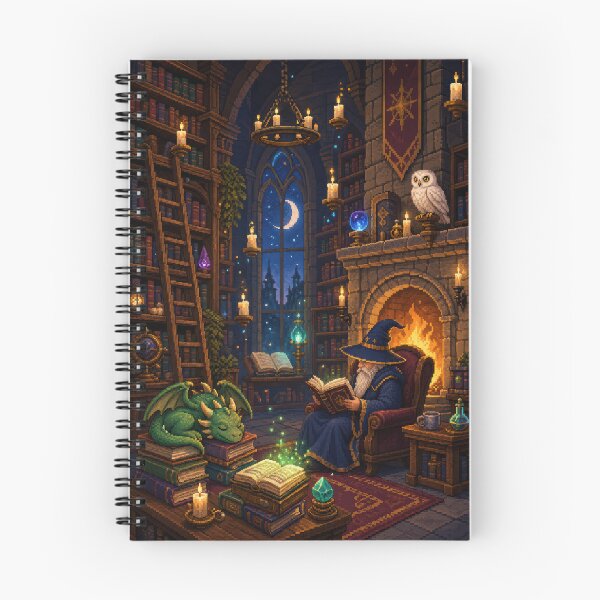 Item preview, Moonlit Wizard Library with a Sleeping Dragon  designed and sold by Sketchlegacy.