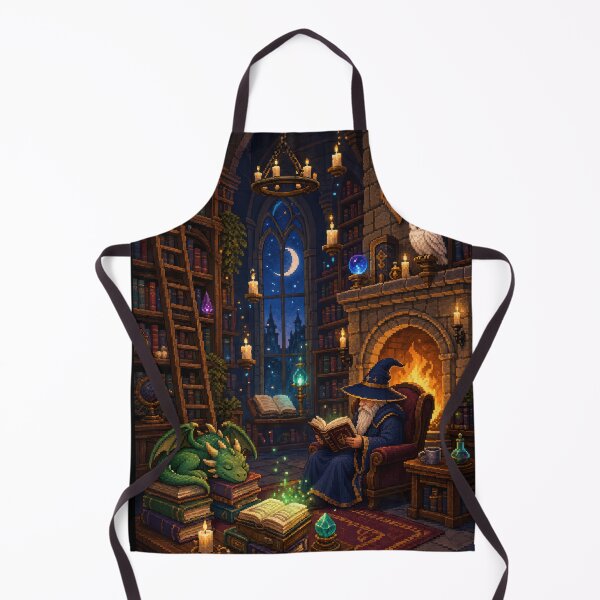 Item preview, Moonlit Wizard Library with a Sleeping Dragon designed and sold by Sketchlegacy.