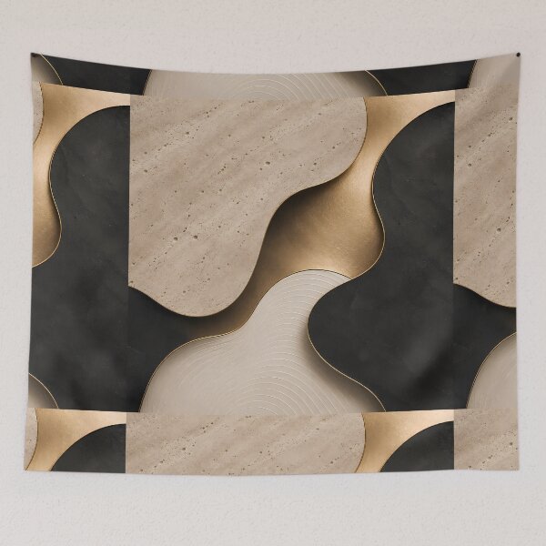Item preview, Sculpted Harmony – Luxury Abstract Travertine & Gold designed and sold by Genesis-Ink.