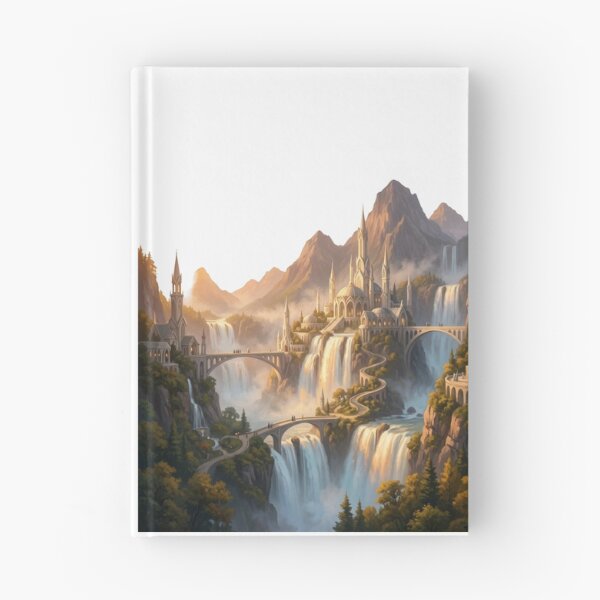 Item preview, Rivendell Elven City Waterfall Lord of the Rings Fantasy Landscape Poster designed and sold by LunaMarkos.