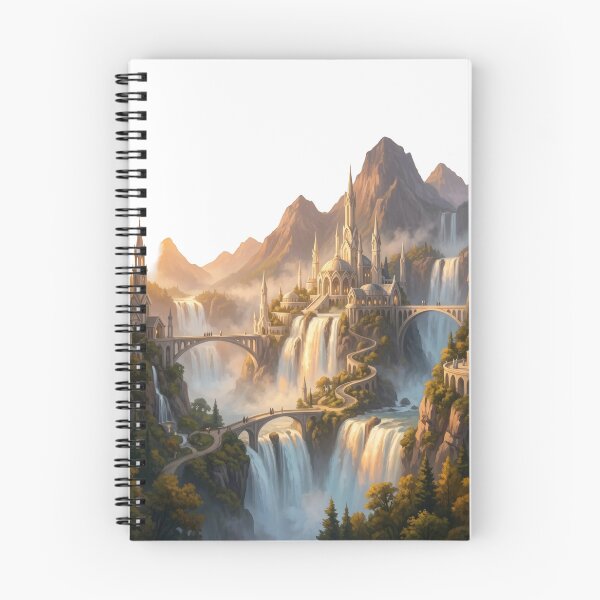 Item preview, Rivendell Elven City Waterfall Lord of the Rings Fantasy Landscape Poster designed and sold by LunaMarkos.
