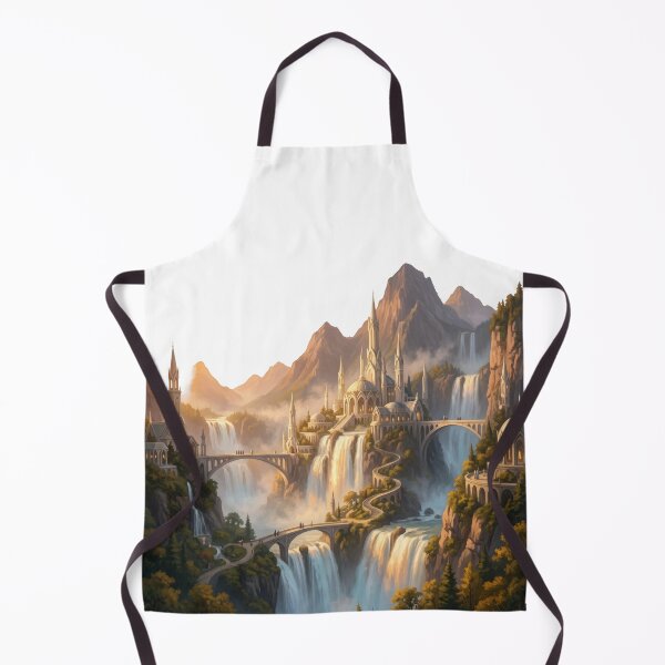 Item preview, Rivendell Elven City Waterfall Lord of the Rings Fantasy Landscape Poster designed and sold by LunaMarkos.