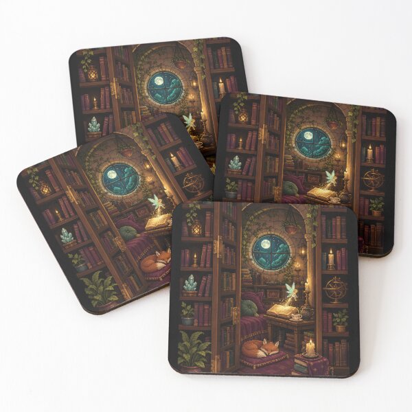 Item preview, Moonlit Secret Library with Fairy and Sleeping Fox  designed and sold by Sketchlegacy.