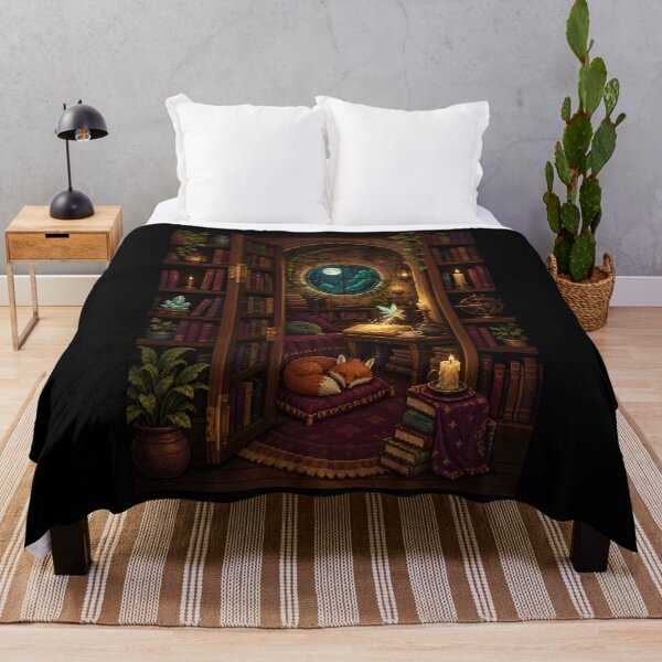 Item preview, Moonlit Secret Library with Fairy and Sleeping Fox designed and sold by Sketchlegacy.