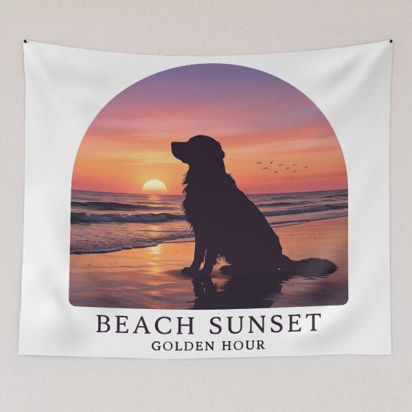 Item preview, Golden Retriever Beach Sunset designed and sold by zoughlal.