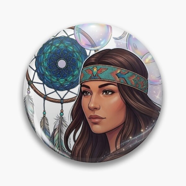 Item preview, Native American Woman and Dream Catcher Digital Art  designed and sold by House of Tideswell.