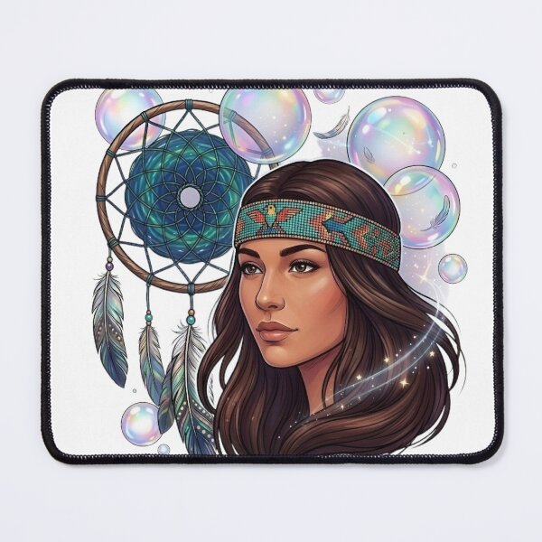 Item preview, Native American Woman and Dream Catcher Digital Art designed and sold by House of Tideswell.