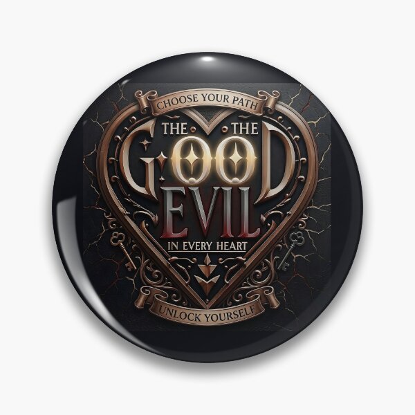 Item preview, Metallic Heart Crest Good Evil designed and sold by Voodoo Store Paranormal Collections.