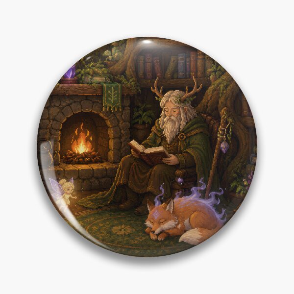 Item preview, Forest Sage Reading in an Enchanted Tree Library  designed and sold by Sketchlegacy.