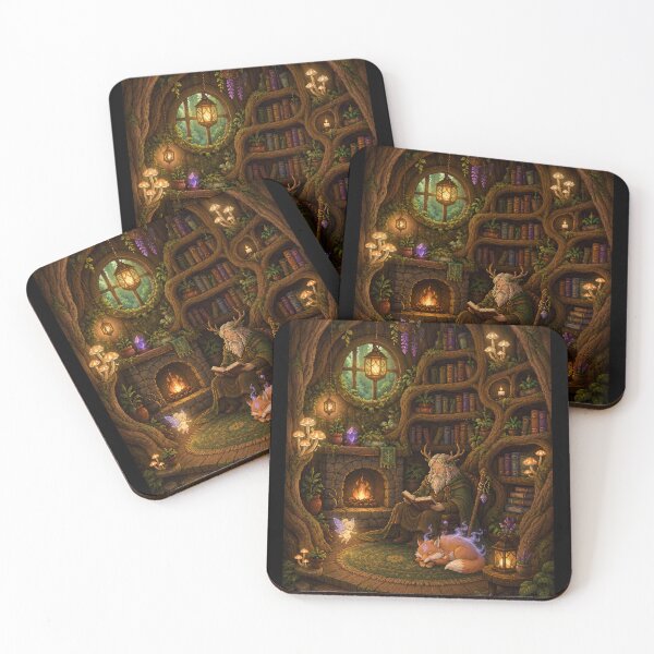 Item preview, Forest Sage Reading in an Enchanted Tree Library  designed and sold by Sketchlegacy.