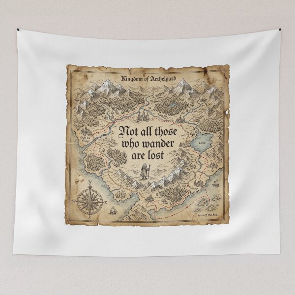 Item preview, Not All Who Wander Are Lost Fantasy Map Lord of the Rings designed and sold by LunaMarkos.