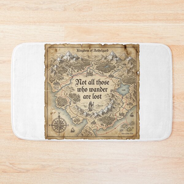 Item preview, Not All Who Wander Are Lost Fantasy Map Lord of the Rings designed and sold by LunaMarkos.