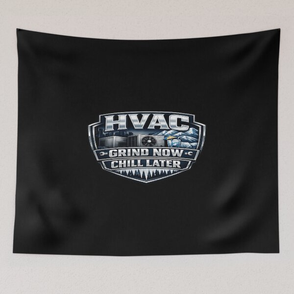 Item preview, HVAC Grind Now Chill Later - HVAC Tech Cooling Badge Design designed and sold by FrozenHeat97.