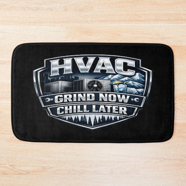 Item preview, HVAC Grind Now Chill Later - HVAC Tech Cooling Badge Design designed and sold by FrozenHeat97.