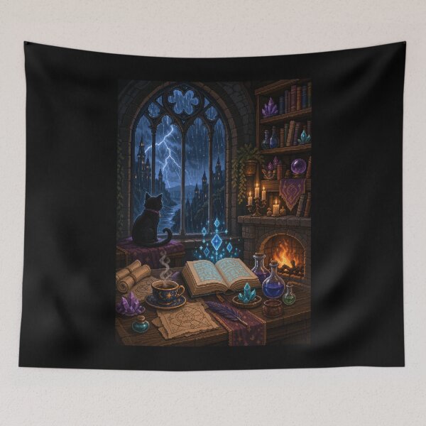 Item preview, Stormlit Spellbook and Black Cat Library  designed and sold by Sketchlegacy.