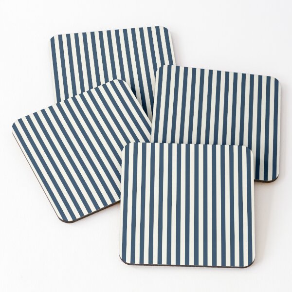 Item preview, Coastal Scandi Cottage Stripes Vertical Pattern in Dark Blue and Off White designed and sold by kierkegaard.