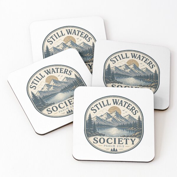 Item preview, Still Waters Society Psalm 23:2 Christian Mountain Lake Vintage Nature Design designed and sold by SoulThread Studio.