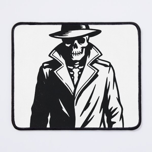 Item preview, Skeleton in Fedora and Trench Coat with Stitched Mouth and Dark Sunglasses designed and sold by MisteryDesigner.