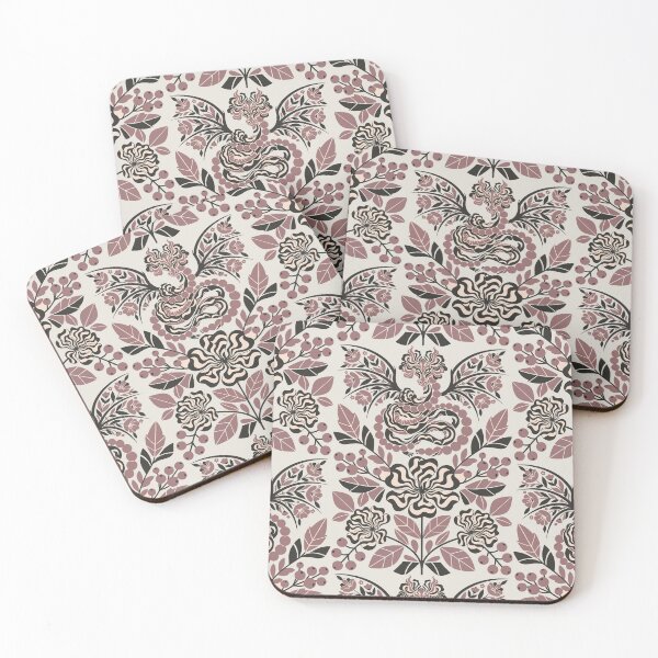 Item preview, Dark Fantasy Dragon Scandi Folk Art Floral Boho designed and sold by Cipher & Soul.