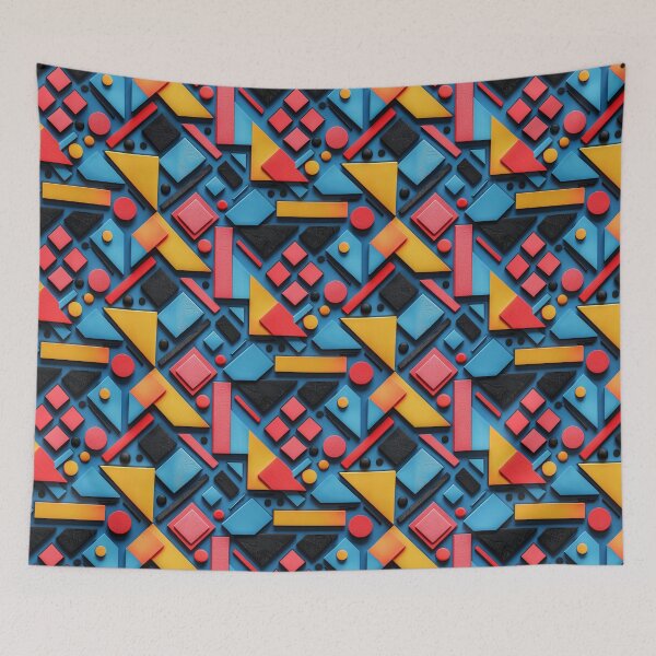 Item preview, Abstract Colorful Geometric Wooden Shapes Pattern designed and sold by NTGUILTY.