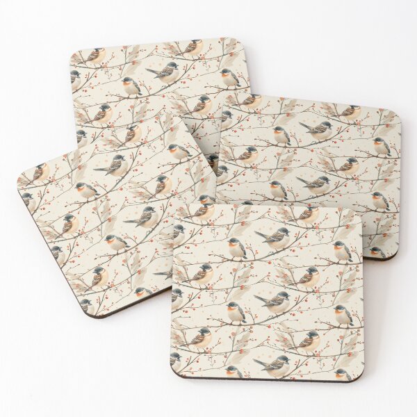 Item preview, Watercolor Birds on Branches Seamless Pattern designed and sold by NTGUILTY.