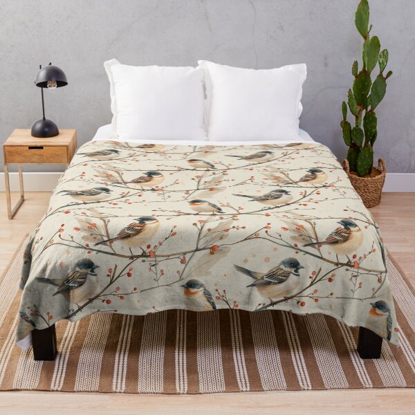 Item preview, Watercolor Birds on Branches Seamless Pattern designed and sold by NTGUILTY.