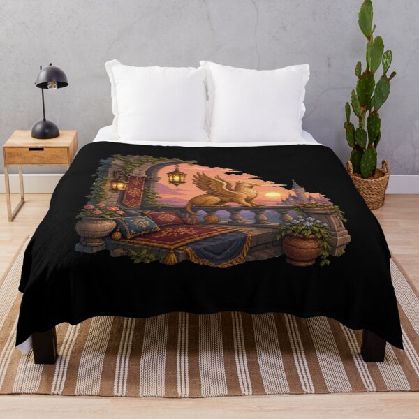 Item preview, Golden Griffin at Sunset Castle Balcony designed and sold by Sketchlegacy.
