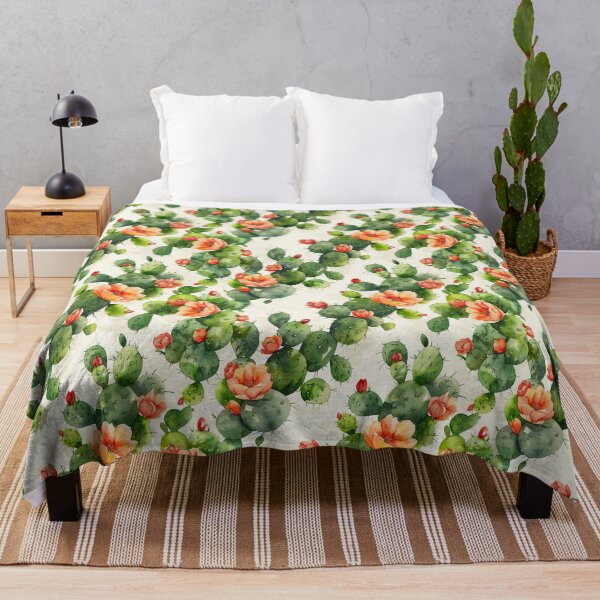 Item preview, Watercolor Blooming Cactus Seamless Pattern designed and sold by NTGUILTY.