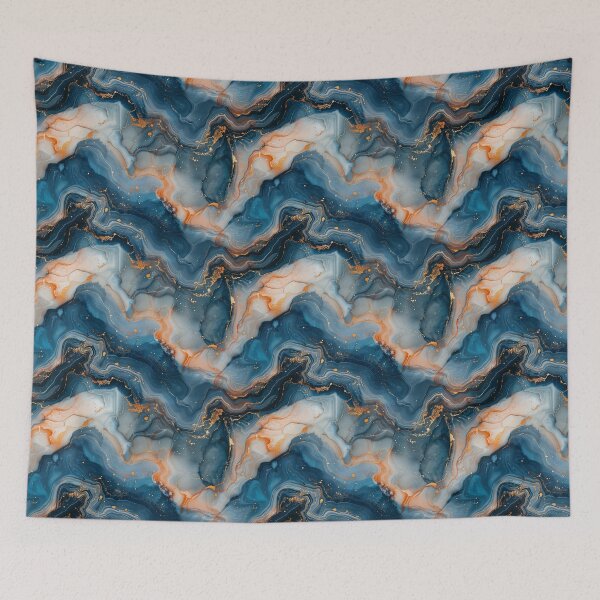 Item preview, Blue Gold Agate Marble Fluid Seamless Pattern designed and sold by NTGUILTY.