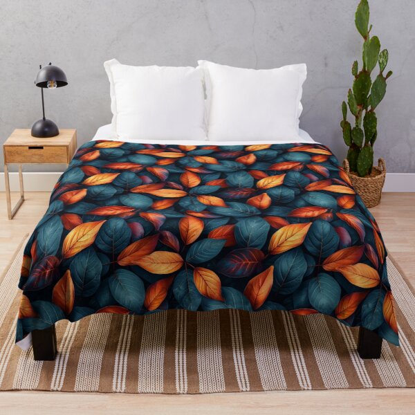 Item preview, Orange and Teal Leaves Seamless Foliage Pattern designed and sold by NTGUILTY.