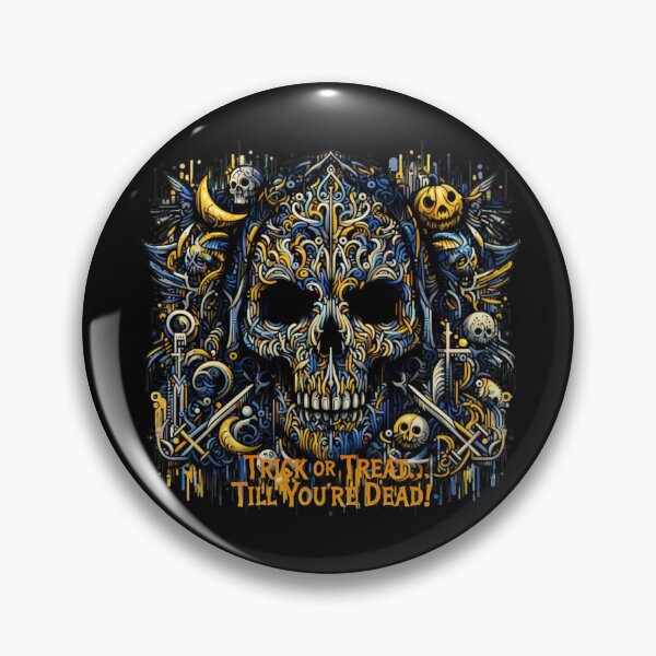 Item preview, Halloween Skull – Ornate Gothic Blue & Gold Design designed and sold by Cabrasco.