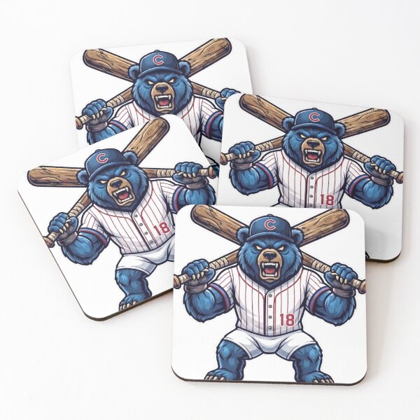 Item preview, Angry Chicago Blue Bear Baseball Mascot Crossed Bats designed and sold by Pandora´s Box.