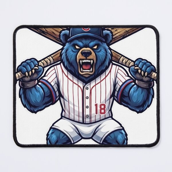 Item preview, Angry Chicago Blue Bear Baseball Mascot Crossed Bats designed and sold by Pandora´s Box.