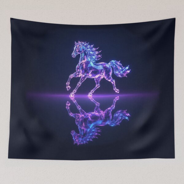 Item preview, Prismglide Mirrorhoof: The Neon Crystal Stallion of Infinite Reflection designed and sold by BlissBlvdShop.
