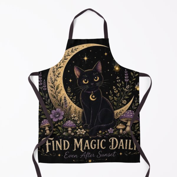 Item preview, Moon Garden Black Cat, Celestial Cat, Witchy Cottagecore Art, Crescent Moon Cat, Mystical Black Cat, Gothic Nature Design designed and sold by TulipsArtDesigns .