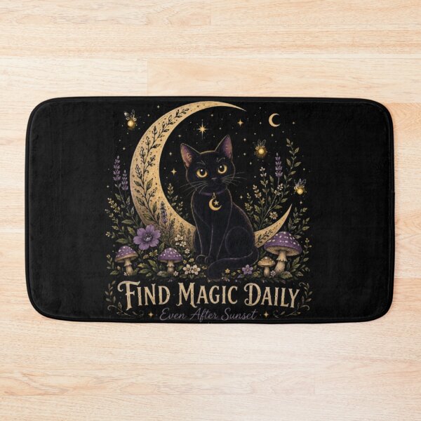 Item preview, Moon Garden Black Cat, Celestial Cat, Witchy Cottagecore Art, Crescent Moon Cat, Mystical Black Cat, Gothic Nature Design designed and sold by TulipsArtDesigns .