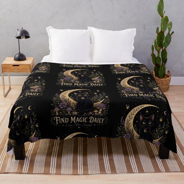 Item preview, Moon Garden Black Cat, Celestial Cat, Witchy Cottagecore Art, Crescent Moon Cat, Mystical Black Cat, Gothic Nature Design designed and sold by TulipsArtDesigns .