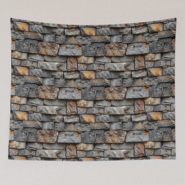 Item preview, Rustic Stacked Slate Stone Wall Seamless Pattern designed and sold by NTGUILTY.