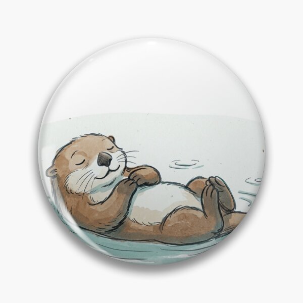 Item preview, Contented Sea Otter Floating on Back Hugging Paws – New Yorker Spot Art Street Sticker Illustration designed and sold by OnPointOutfits.