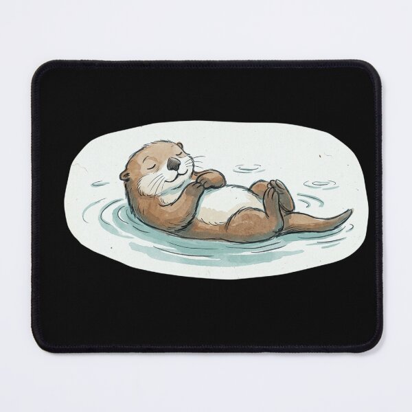 Item preview, Contented Sea Otter Floating on Back Hugging Paws – New Yorker Spot Art Street Sticker Illustration designed and sold by OnPointOutfits.