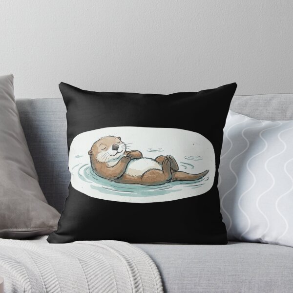 Item preview, Contented Sea Otter Floating on Back Hugging Paws – New Yorker Spot Art Street Sticker Illustration designed and sold by OnPointOutfits.