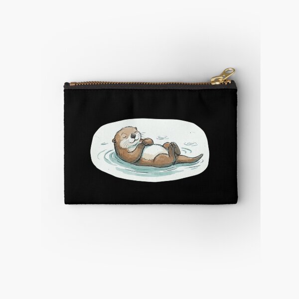 Item preview, Contented Sea Otter Floating on Back Hugging Paws – New Yorker Spot Art Street Sticker Illustration designed and sold by OnPointOutfits.