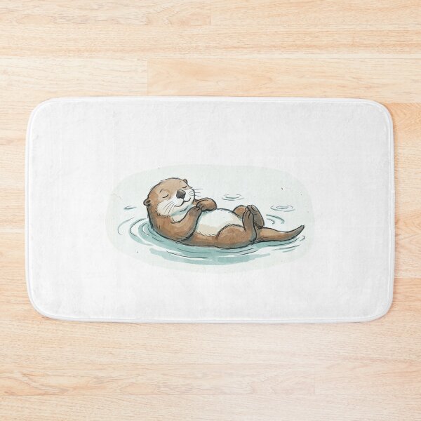 Item preview, Contented Sea Otter Floating on Back Hugging Paws – New Yorker Spot Art Street Sticker Illustration designed and sold by OnPointOutfits.