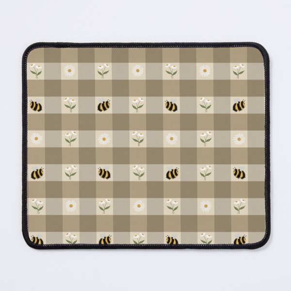 Item preview, Hand-Drawn Bumblebee Taupe Gingham Pattern  designed and sold by WEBiC-ART Creative Studio.