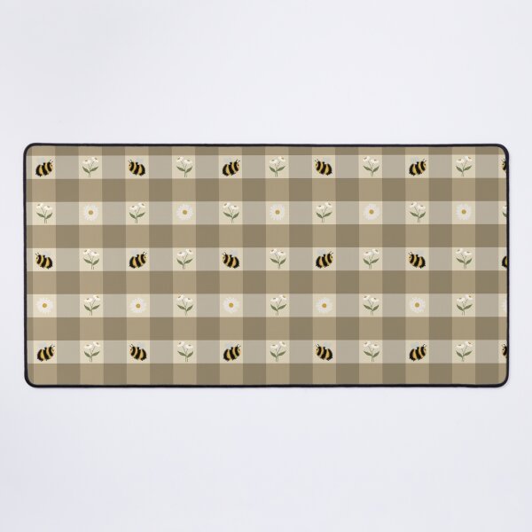 Item preview, Hand-Drawn Bumblebee Taupe Gingham Pattern designed and sold by WEBiC-ART Creative Studio.