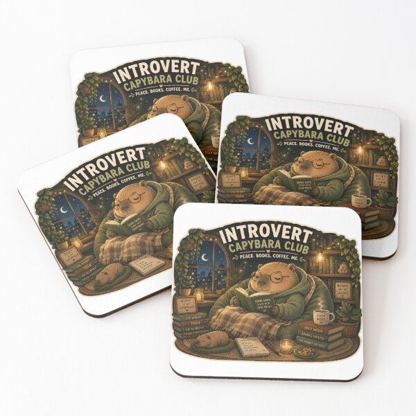 Item preview, Introvert Capybara Club - Peace Books Coffee Me designed and sold by lovepower.