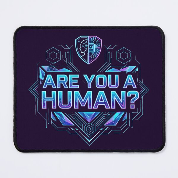 Item preview, Are You A Human? Neon Cyberpunk AI Verification Geometric Design designed and sold by Bhaskar Digital Art.