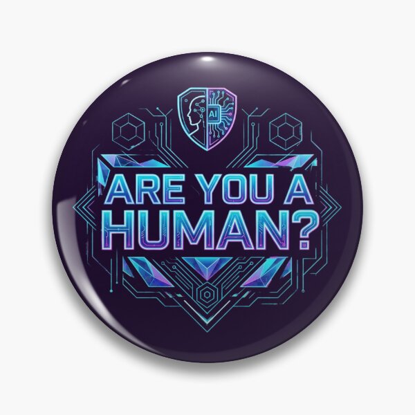 Item preview, Are You A Human? Neon Cyberpunk AI Verification Geometric Design designed and sold by Bhaskar Digital Art.