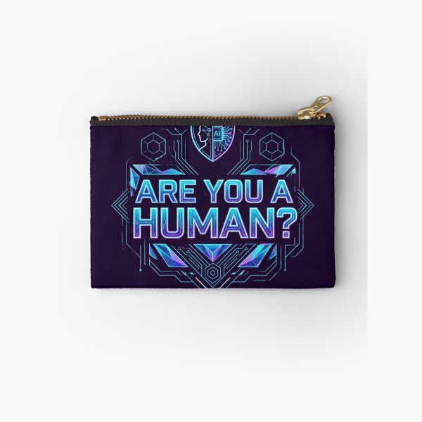 Item preview, Are You A Human? Neon Cyberpunk AI Verification Geometric Design designed and sold by Bhaskar Digital Art.